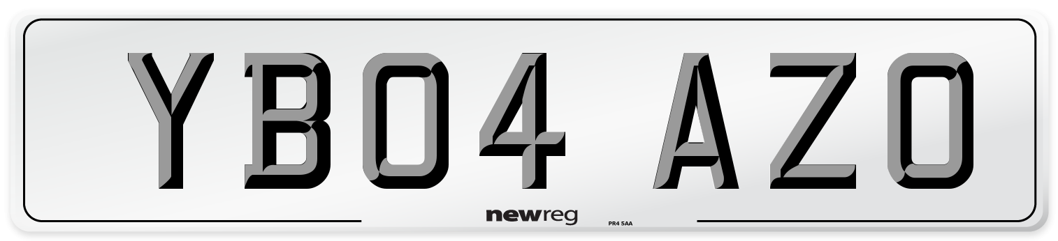 YB04 AZO Number Plate from New Reg